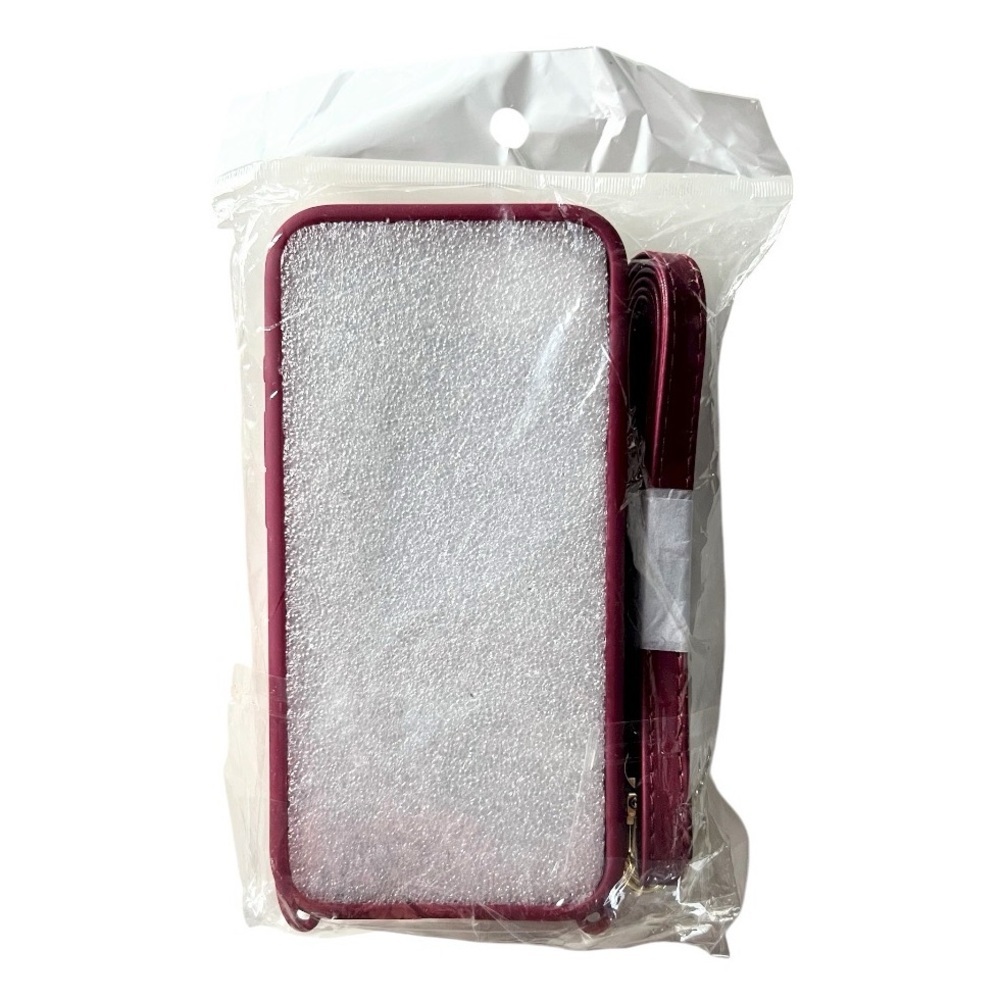 NIP Hamany iPhone 16e Wallet Card Case Crossbody With Strap Dark Red - Picture 5 of 11